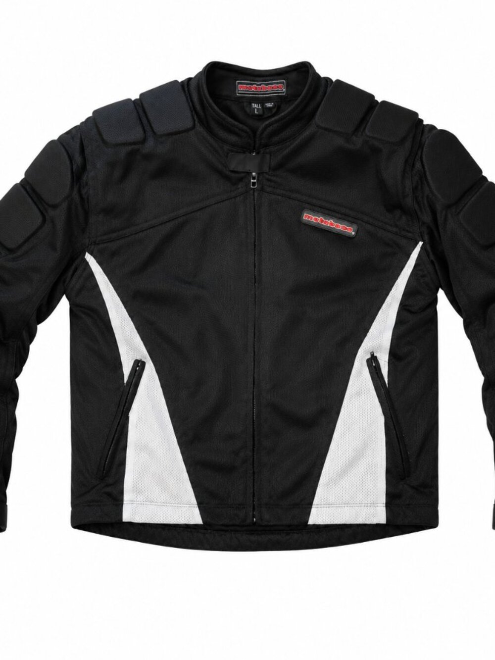 MotoBoss Mesh Armored Motorcycle Jacket Men's Tall Large Black White Riding